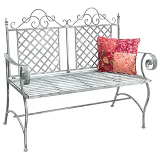 DanDiBo Gartenbank aus Metall Grau Bank 120 cm Sitzbank 96020 Baumbank Eisen Parkbank Garten Antik - Grau