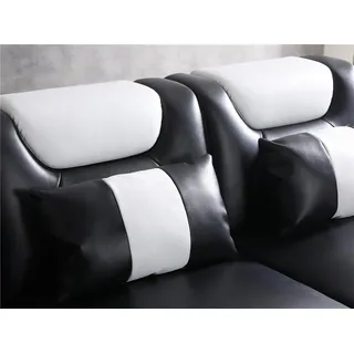 Sofa LED Beleuchtete Ecksofa Wohnzimmer Leder Couch Sitz Polster Wohnlandschaft - Schwarz