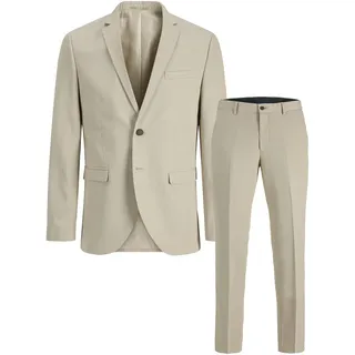 Anzug JACK & JONES "JPRFRANCO Extra schmal, pflegeleicht, stilvoll mit fallendem Revers", Herren, Gr. 48, N-Gr, aluminum, Web, Obermaterial: 78% Polyester, 17% Viskose, 5% Elasthan, unifarben, slim fit, Anzüge Anzug, Materialmix, slim fit, Topseller