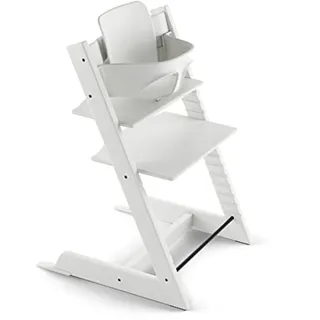 Tripp Trapp Hochstuhl von Stokke mit Baby Set, White aus Buchenholz - Verstellbarer, anpassbarer Stuhl für Kleinkinder, Kinder & Erwachsene