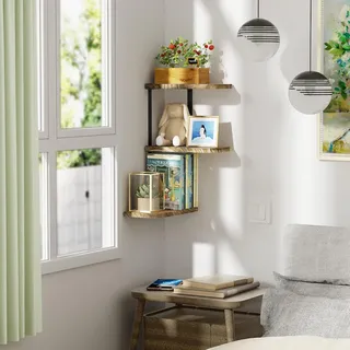 3 Regale Eckregal zum Aufhängen an der Wand - Design Bücherregal - Schlafzimmer Wohnzimmer - Badezimmer Küche Büro