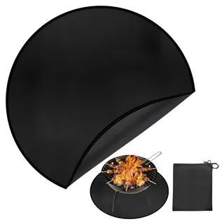 Rzspher Unterlagen für Feuerschalen, 97cm / 38zoll Groß Grillmatte Bodenschutz, für Outdoor-Grill, ölbeständig wasserdicht unter Boden BBQ Zubehör Schutz für Herd Zubehör