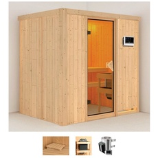 Bild Sauna »Finja«, (Set), 3,6-kW-Plug & Play Ofen mit externer Steuerung beige