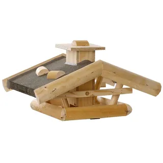 Dehner Natura Premium Wildvogel Futterhaus Watzmann, Futterstation für Wildvögel, Vogelhaus wetterfest / stehend, inkl. wasserabweisender Teerpappe, ca. 54 x 38 x 30 cm, Fichtenholz, natur