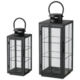 Boltze Home Laterne Esbjerg 2er-Set , Schwarz , Metall , 17.2x40x17.2 cm , Dekoration, Laternen & Windlichter, Windlichter