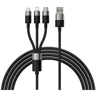 Baseus 3in1 USB cable StarSpeed Series, USB-C + Micro + Lightning 3,5A, 1.2m (Black)