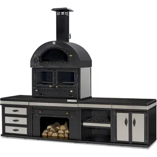 Elegante Außenküche aus Edelstahl in Schwarz für Garten und Terrasse - Silber