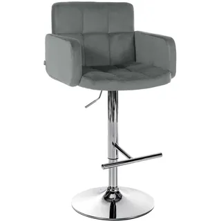 CLP Barhocker Samt Grau , Metall , 60x93x56 cm , Esszimmer, Barmöbel, Barhocker