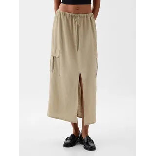 GAP Midirock Leinen Utility-Stil Größe M mit Taillenzug und Schlitz vorne