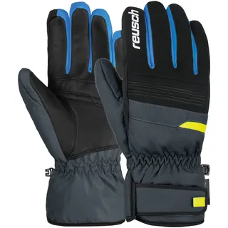 Reusch Brandon R-TEX XT warme, wasserdichte, Winddichte und atmungsaktive Unisex Winterhandschuhe Fingerhandschuhe Schneehandschuhe Skihandschuhe Herren Damen, dunkelgrau-gelb, 8