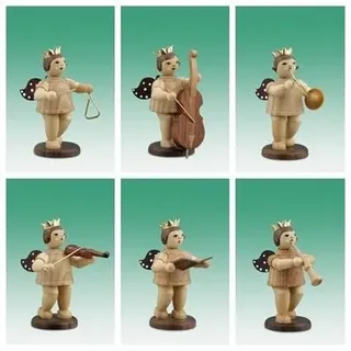 Engelmusikanten 6-teilig ohne Krone natur Höhe ca 6 cm NEU Weihnachtsengel