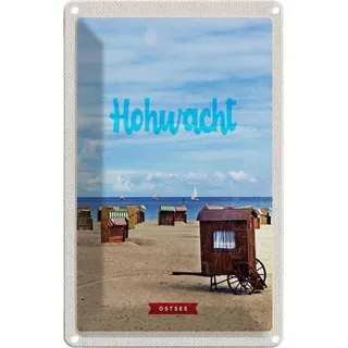 vianmo Blechschild 18x12 cm Hochwacht Ostsee Strandkorb Boote Abenteuer Reisen Urlaub
