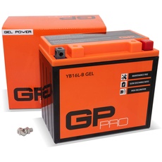 GP-PRO GB16L-B 12V 17Ah GEL-Batterie (Kompatibel mit YB16L-B / 51911) (Wartungsfrei & Versiegelt) Akkumulator Motorrad Motorradbatterie für u.a. Kawasaki GPZ 1100