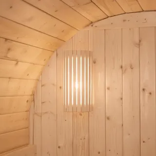 HOME DELUXE Outdoor Fasssauna LAHTI - M inkl. 3,6 kW Saunaofen & Zubehör, ideal für 2 Personen aus Fichtenholz - Naturbelassen, Beige