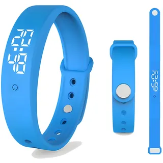 AOUZOVLI Vibrationswecker Blau Wecker Armband Vibration,Multifunktions Silent Vibrating Alarm Uhr,Pillenerinnerungen Leise Vibration,Mit Timer und Sechs Alarmen,Wasserdicht für Kinder und Erwachsene