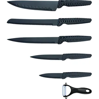 Michelino Messerset 6-teilig Edelstahl Klingen Küchenmesser Kochmesser Schäler Messer Carbon