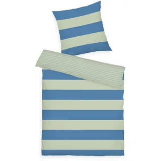 Tom Tailor BOLD STRIPES Baumwolle Blau 135 x 200 cm + 80 x 80 cm