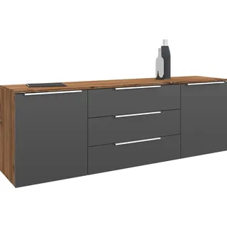 borchardt Möbel Oliva 166 x 53 x 35 cm grau (vintage eiche, graphit matt)