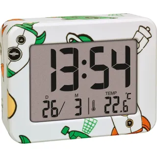 TFA Dostmann Kinder Wecker digital Rocket, 60.2044.42, mit Raketenmotiv, für das Kinderzimmer, Weckalarm, Temperatur innen, für Hobby Astronauten, Quarzuhr, laut, klein