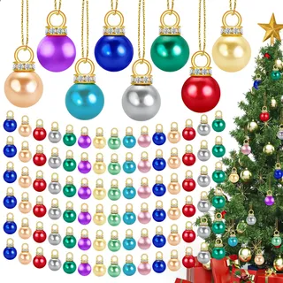 XIMISHOP 100 Stück Mini Weihnachtskugeln, 10 Farben Christbaumkugeln Klein Bunt Weihnachtsbaumkugeln Kunststoff Miniatur Kugeln Weihnachten Weihnachtsbaumschmuck für Weihnachten Urlaub Party Deko