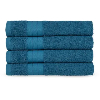 Frottierset , Petrol , Textil , 4-teilig , Uni , 50x100 cm , Oeko-Tex® Standard 100 , saugfähig, angenehm weich, Bordüre , Heimtextilien, Badtextilien, Handtuchsets