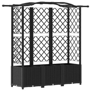 vidaXL Hochbeet mit Rankgitter und Dach Schwarz 163 x 40 x 141 cm PP - Schwarz