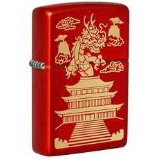 Zippo - Eastern Design, Laser Engrave - Red Matte - Sturmfeuerzeug, nachfüllbar, in hochwertiger Geschenkbox, 49517, Metallic Red Matte, Einheitsgröße