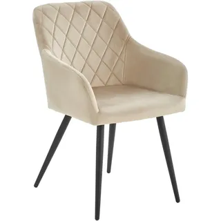 Livetastic Armlehnstuhl , Schwarz, Taupe , Metall, Textil , Rundrohr , 54x86x60 cm , Esszimmer, Stühle, Polsterstühle