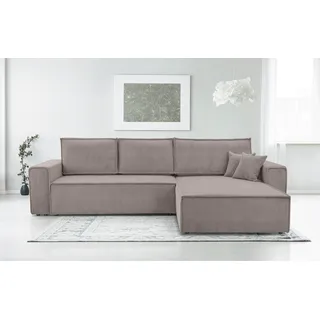 AX LIVING Cord Couch L Form – Cedria L+R Wohnlandschaft 287 cm Beige - Beige