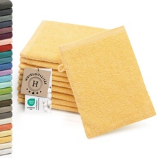ZOLLNER 10er Set Waschlappen - weiche und saugstarke Waschhandschuhe - waschbar bis 95°C - Baumwolle - 16x21 cm in gelb