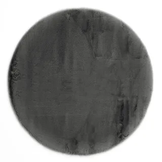 -luxor- living Teppich Coste gemütlicher Hochflor Kunstfell Teppich Fellimitat in Schaffelloptik 80 cm rund anthrazit