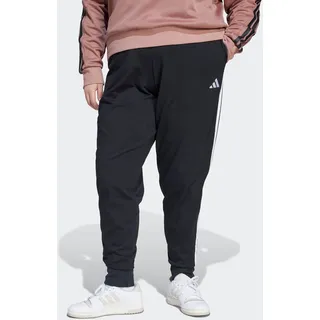 Sporthose ADIDAS SPORTSWEAR "ESSENTIALS 3-STREIFEN JOGGER- (GROSSE GRÖSSEN)", Damen, Gr. 4X, N-Gr, schwarz, weiß, normal, gr., Obermaterial: 93% Baumwolle, 7% Elasthan, Hosen Sporthose