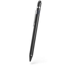 Hama Stift für Tablet (Eingabestift, aktiv, ultrafein, für Android/iOs, Handy Stift, Tablet Stift, aufladbar, für kapazitiven Touch Display, iPad kompatibler Stift, Touchpen, Pen, mit Clip) schwarz