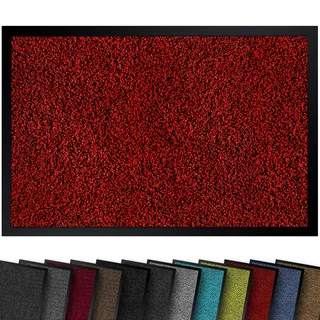 comflor Hochwertige Fußmatte Rot 90x120 groß für Innen & Außen - Schmutzfangmatte rutschfest, waschbar & wetterfest - Fussmatte für Eingangsbereich & Aussenbereich - Läufer Flur dünn
