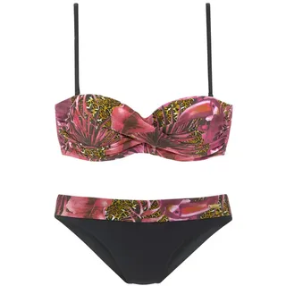 LASCANA Bügel-Bandeau-Bikini mit Dschungel-Optik, pink