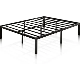 Zinus Van Bett 140 x 190 cm – Bettgestell 41 cm hoch mit Stauraum unter dem Bett – Plattformbett aus Metall – Schwarz