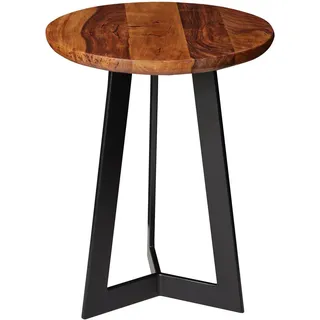 Wohnling Beistelltisch rund Massivholz sheesham 35,0 x 35,0 x 45,0 cm, 1 St.