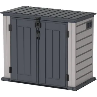 Duramax MultiStore 800L Kunststoff-Gartenhaus, Wetterbeständiger Aufbewahrungsraum für Gartenmöbel im Freien, Gerätehaus aus Vinyl, Wartungsfreier Mülltonnenboxen, Sicher Aufbewahrung, 135x76x111.5 cm