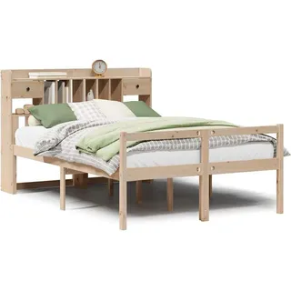 vidaXL Massivholzbett mit Regal ohne Matratze 140x200 cm Kiefernholz - Braun