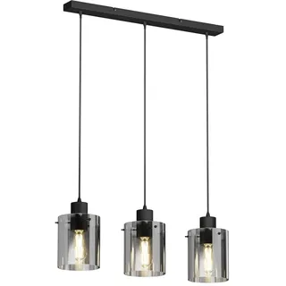 Lindby Pendelleuchte Kourtney (Modern) in Schwarz (3 flammig, E27) - Glas Hängelampe Esstischlampe Hängeleuchte Wohnzimmerleuchte