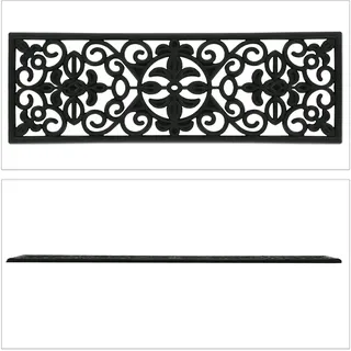 Relaxdays Stufenmatte Gummi, rechteckig, Antirutschmatte Treppenstufen, 75x25 cm, Treppenauflage außen - innen, schwarz