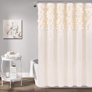 Lush Decor Lillian Duschvorhang | strukturiertes schimmerndes Kreis-Design, Badezimmer, 183 x 183 cm, Beige