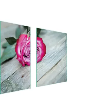 Herdabdeckplatten 2 teilig 75x52 Ceranfeld Abdeckung Glas Schneidebrett Rose Holz