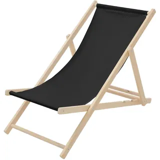 ECD-Germany Liegestuhl samt Schwarz , Holz , 57.5x83x100 cm , Gartenmöbel, Gartenliegen