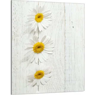 Herdabdeckplatte 40x52 Ceranfeld Abdeckung Spritzschutz Glasplatte Deko Schneidebrett, Gänseblümchen Holz