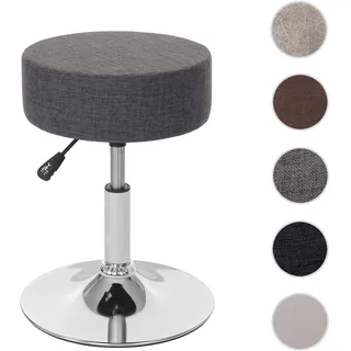 Hocker HWC-C22, Sitzhocker Schminkhocker, höhenverstellbar Ø 35cm ~ Textil, grau