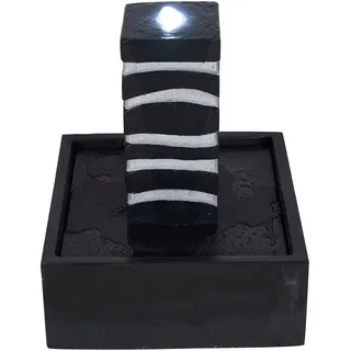ACQUAARTE Gartenbrunnen "BORGO", grau (schwarz, hellgrau), Wasserspiele, Wasserspiel Dekosäule mit LED in edler Marmoroptik, Gartenbrunnen