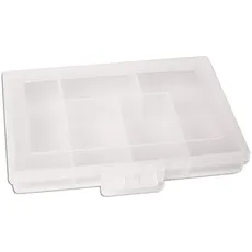 INNSPIRO Kunststoffbox mit 6 Fächern, rechteckig, transparent, 12 x 8,5 x 2 cm.