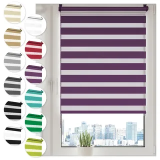 Sonello Doppelrollo Klemmfix ohne Bohren 80 cm x 100cm Violett Fensterrollo | Fenster Rollos Für Innen, Klemmrollo, Sonnenschutzrollo, Duo Rollo für Fenster & Tür, Zebrarollo, Tag und Nacht Rollo