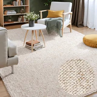 ELLE DECORATION Teppich »Rocco« rechteckig 10 mm Höhe Läufer, waschbar, Wohnzimmer, Esszimmer, Woll-Optik, beige